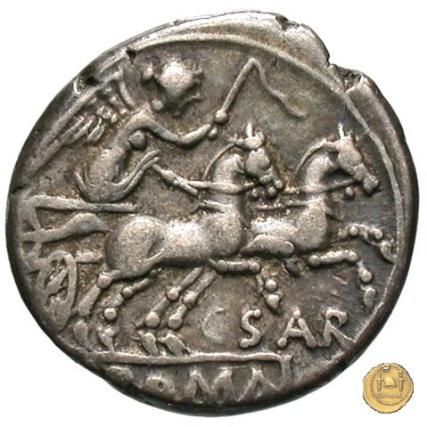 199/1 - denario Atilius Saranus 155 BC (Roma)