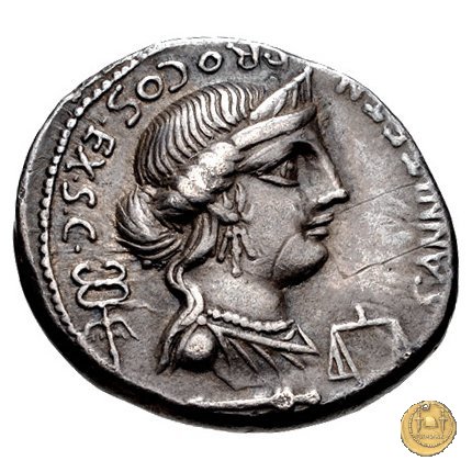 366/1 - denario C. Annius T.f.Tn. / L. Fabius L.f. Hispaniensis 82-81 BC (Nord Italia)