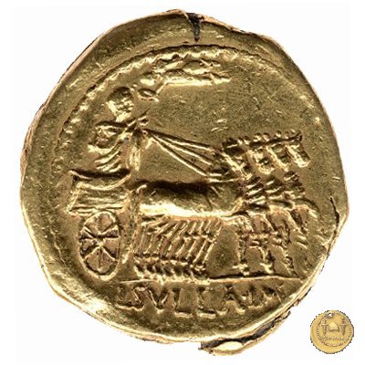 367/4 - aureo L. Manlius L.f. Torquatus / L. Cornelius Sulla Felix 82 BC (Itinerante con Silla)