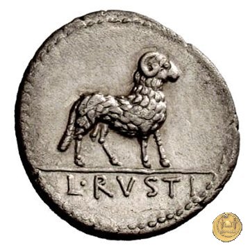 389/1 - denario L. Rustius 76 BC (Roma)