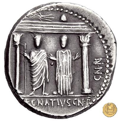 391/2 - denario Cn. Egnatius Cn.f. Cn.n. Maximus 75 BC (Roma)