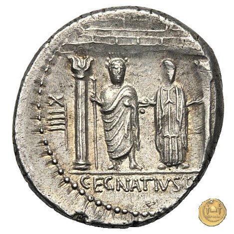 391/2 - denario Cn. Egnatius Cn.f. Cn.n. Maximus 75 BC (Roma)