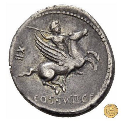 395/1 - denario L. Cossutius C.f. Sabula 74 BC (Roma)