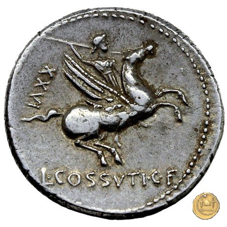 395/1 - denario L. Cossutius C.f. Sabula 74 BC (Roma)