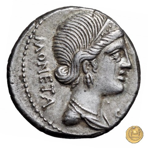 396/1 - denario L. Plaetorius L.f. Cestianus 74 BC (Roma)