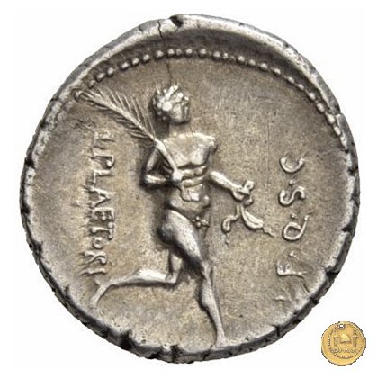 396/1 - denario L. Plaetorius L.f. Cestianus 74 BC (Roma)