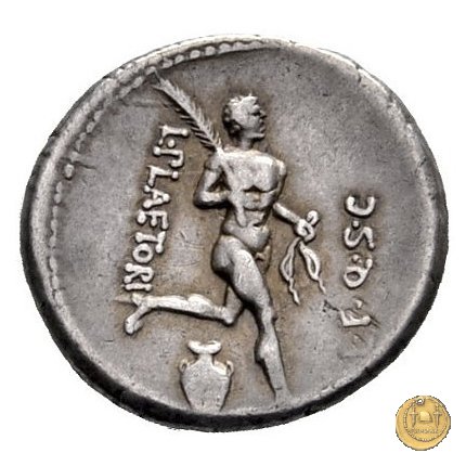 396/1 - denario L. Plaetorius L.f. Cestianus 74 BC (Roma)