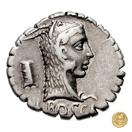 412/1 - denario L. Roscius Fabatus 64 BC (Roma)