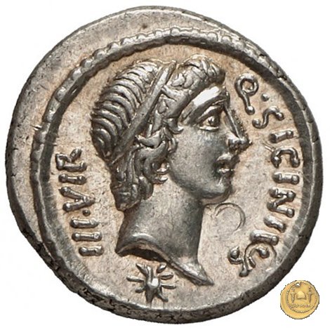 444/1 - denario Q. Sicinius / C. Coponius 49 BC (Itinerante con Pompeius)