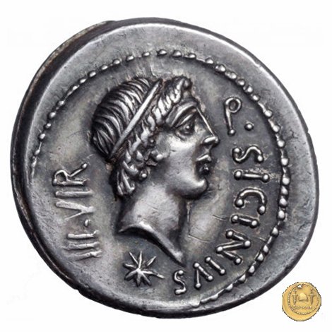 444/1 - denario Q. Sicinius / C. Coponius 49 BC (Itinerante con Pompeius)