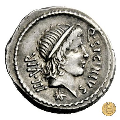 444/1 - denario Q. Sicinius / C. Coponius 49 BC (Itinerante con Pompeius)