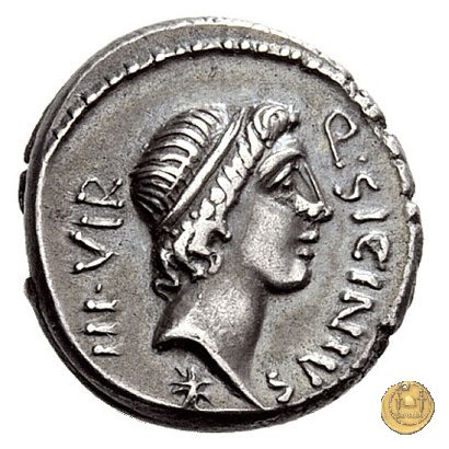 444/1 - denario Q. Sicinius / C. Coponius 49 BC (Itinerante con Pompeius)