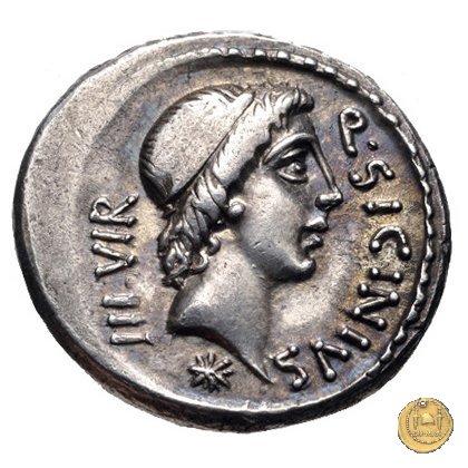 444/1 - denario Q. Sicinius / C. Coponius 49 BC (Itinerante con Pompeius)