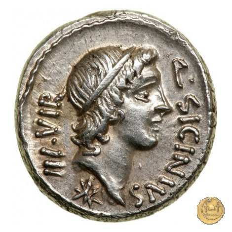 444/1 - denario Q. Sicinius / C. Coponius 49 BC (Itinerante con Pompeius)