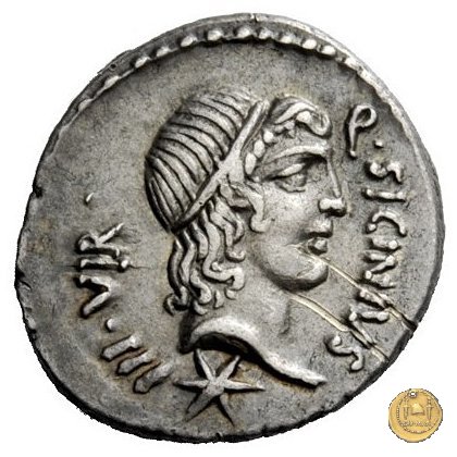 444/1 - denario Q. Sicinius / C. Coponius 49 BC (Itinerante con Pompeius)