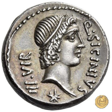 444/1 - denario Q. Sicinius / C. Coponius 49 BC (Itinerante con Pompeius)