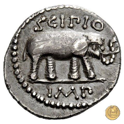 459/1 - denario Q. Caecilius Q.f. Q.n. Metellus Pius Scipio Nasica 47-46 BC (Africa)