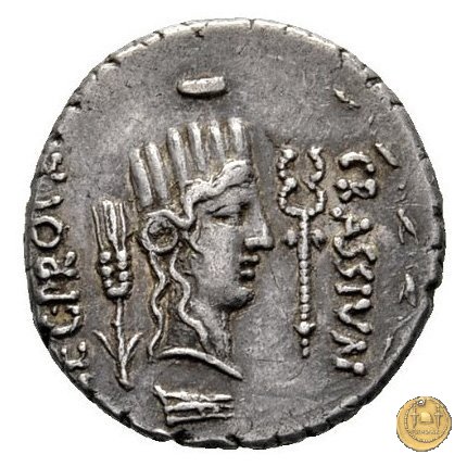 460/3 - denario Q. Caecilius Metellus / P. Licinius Crassus Iunianus 47-46 BC (Africa)