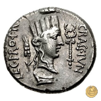 460/3 - denario Q. Caecilius Metellus / P. Licinius Crassus Iunianus 47-46 BC (Africa)