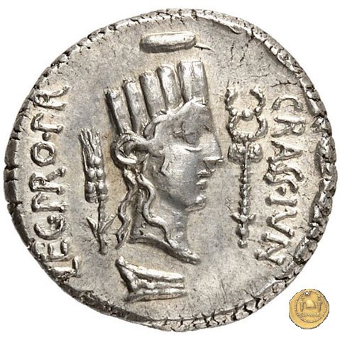 460/3 - denario Q. Caecilius Metellus / P. Licinius Crassus Iunianus 47-46 BC (Africa)