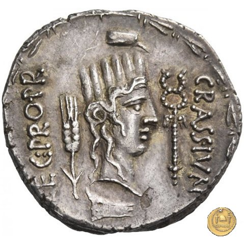 460/3 - denario Q. Caecilius Metellus / P. Licinius Crassus Iunianus 47-46 BC (Africa)