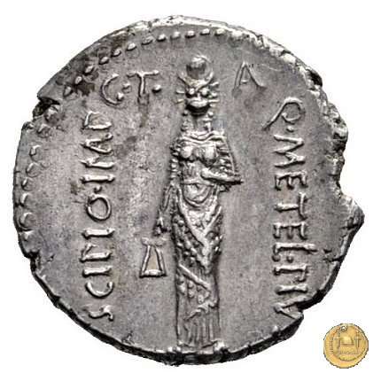 460/4 - denario Q. Caecilius Metellus / P. Licinius Crassus Iunianus 47-46 BC (Africa)