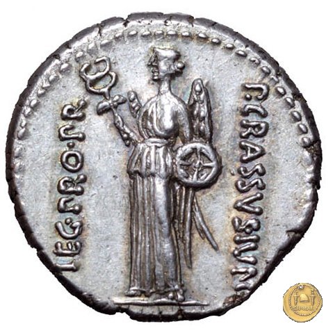 460/4 - denario Q. Caecilius Metellus / P. Licinius Crassus Iunianus 47-46 BC (Africa)