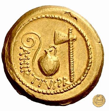 466/1 - aureo C. Iulius Caesar / A. Hirtius A.f. 46 BC (Roma)