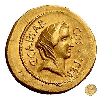 466/1 - aureo C. Iulius Caesar / A. Hirtius A.f. 46 a.C. (Roma)