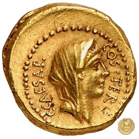 466/1 - aureo C. Iulius Caesar / A. Hirtius A.f. 46 BC (Roma)