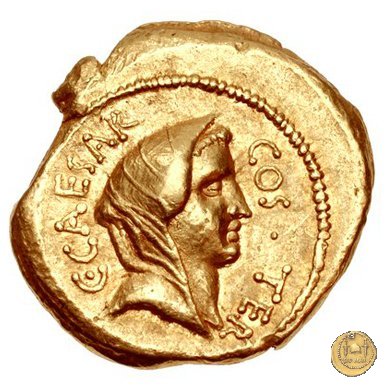 466/1 - aureo C. Iulius Caesar / A. Hirtius A.f. 46 BC (Roma)