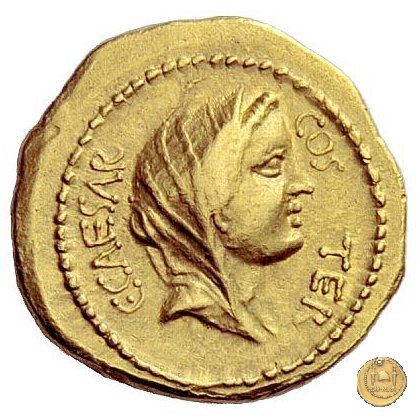 466/1 - aureo C. Iulius Caesar / A. Hirtius A.f. 46 BC (Roma)