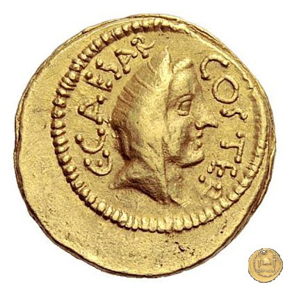 466/1 - aureo C. Iulius Caesar / A. Hirtius A.f. 46 BC (Roma)