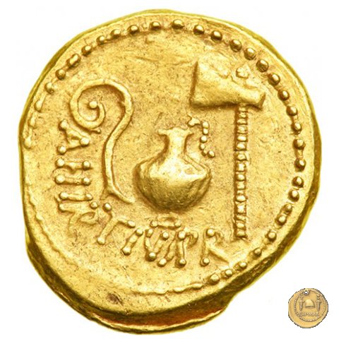 466/1 - aureo C. Iulius Caesar / A. Hirtius A.f. 46 BC (Roma)