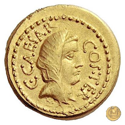 466/1 - aureo C. Iulius Caesar / A. Hirtius A.f. 46 BC (Roma)