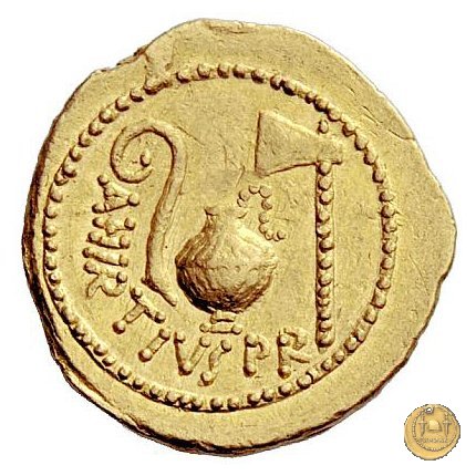 466/1 - aureo C. Iulius Caesar / A. Hirtius A.f. 46 BC (Roma)