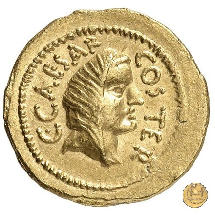 466/1 - aureo C. Iulius Caesar / A. Hirtius A.f. 46 BC (Roma)