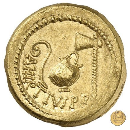 466/1 - aureo C. Iulius Caesar / A. Hirtius A.f. 46 BC (Roma)