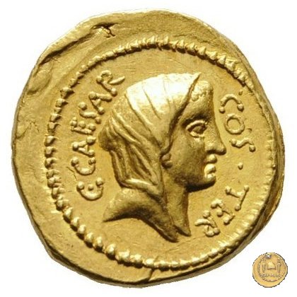 466/1 - aureo C. Iulius Caesar / A. Hirtius A.f. 46 BC (Roma)