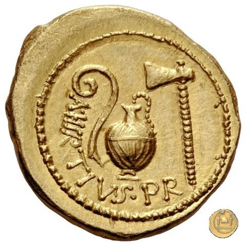 466/1 - aureo C. Iulius Caesar / A. Hirtius A.f. 46 BC (Roma)