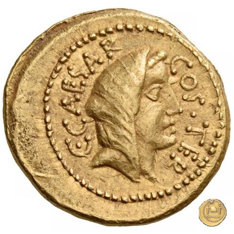 466/1 - aureo C. Iulius Caesar / A. Hirtius A.f. 46 BC (Roma)