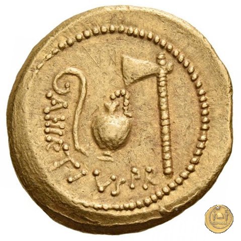 466/1 - aureo C. Iulius Caesar / A. Hirtius A.f. 46 BC (Roma)