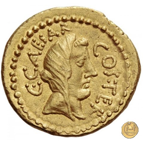 466/1 - aureo C. Iulius Caesar / A. Hirtius A.f. 46 BC (Roma)