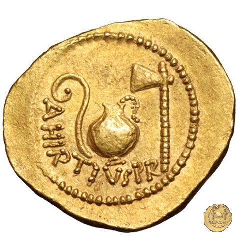 466/1 - aureo C. Iulius Caesar / A. Hirtius A.f. 46 a.C. (Roma)