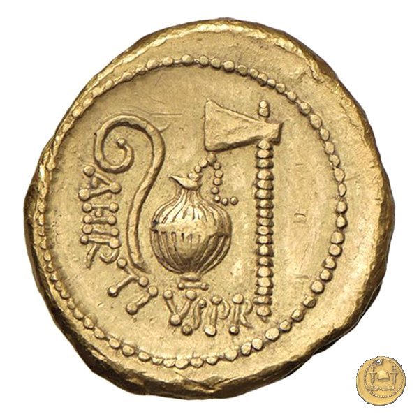 466/1 - aureo C. Iulius Caesar / A. Hirtius A.f. 46 BC (Roma)