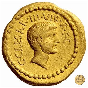 492/1 - aureo M. Antonius / C. Iulius Caesar Octavianus 43 BC (Gallia Cisalpina)