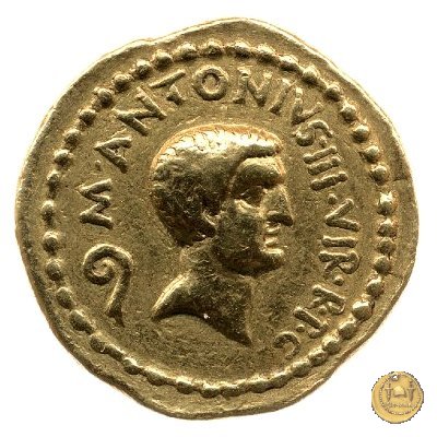 492/1 - aureo M. Antonius / C. Iulius Caesar Octavianus 43 BC (Gallia Cisalpina)