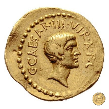492/1 - aureo M. Antonius / C. Iulius Caesar Octavianus 43 a.C. (Gallia Cisalpina)
