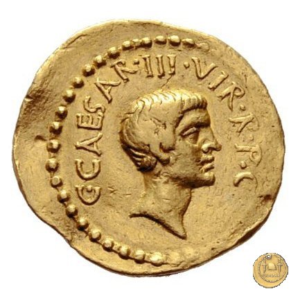 492/1 - aureo M. Antonius / C. Iulius Caesar Octavianus 43 BC (Gallia Cisalpina)