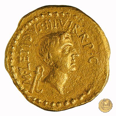 492/2 - aureo M. Antonius / M. Aemilius Lepidus 43 BC (Gallia Cisalpina)